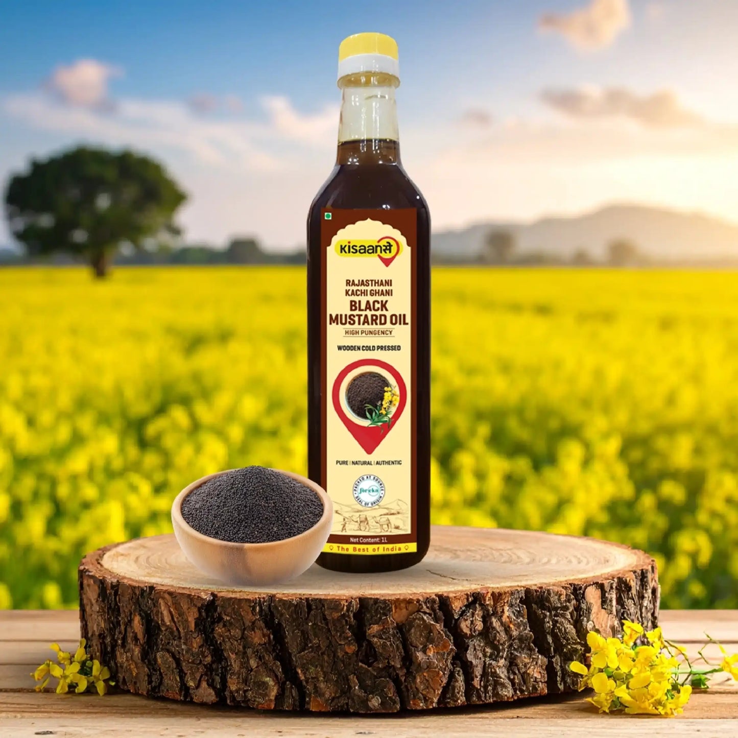 Rajasthani Kachi Ghani Mustard Oil (Black) - Wood Pressed
