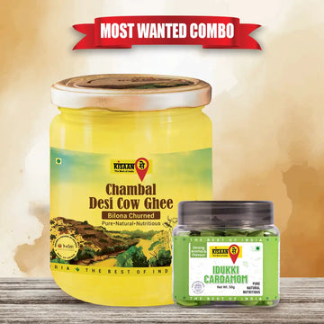 Chambal Desi Cow Ghee 1Litre + Idukki Cardamom 100g