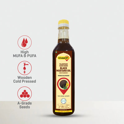 Rajasthani Kachi Ghani Mustard Oil (Black) - Wood Pressed