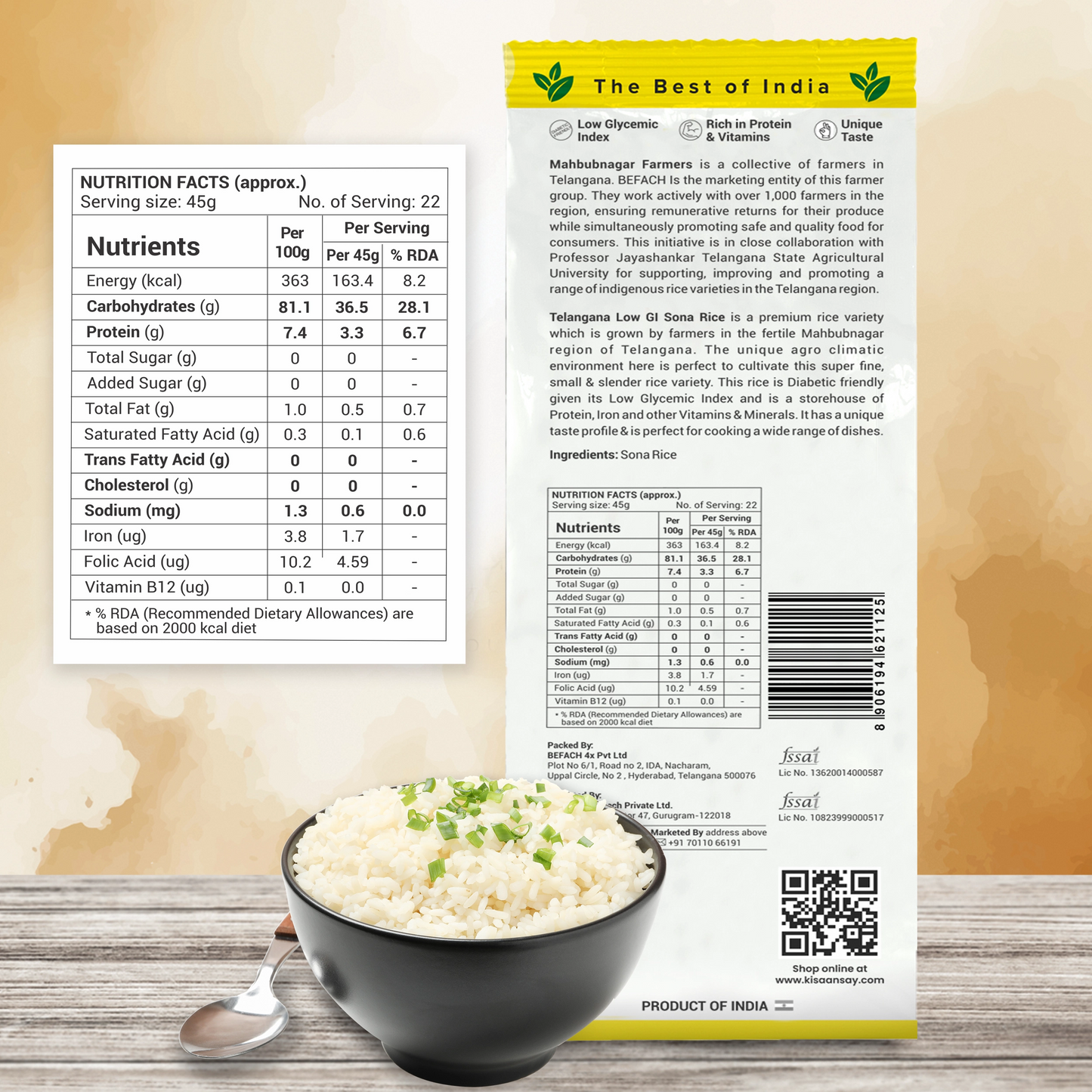 Telangana Low GI Sona Rice