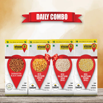 KisaanSay Daily Combo ( Saurashtra Black Chana 500g + Arhar Dal 500g +Rajasthani Moong Dhuli 500g + Urad Dhuli 500g )