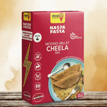 Nasta Fasta Moong - Millet Cheela Mix | No Preservatives | High Fibre & Protein | Cooks in 10 - minutes - KisaanSay