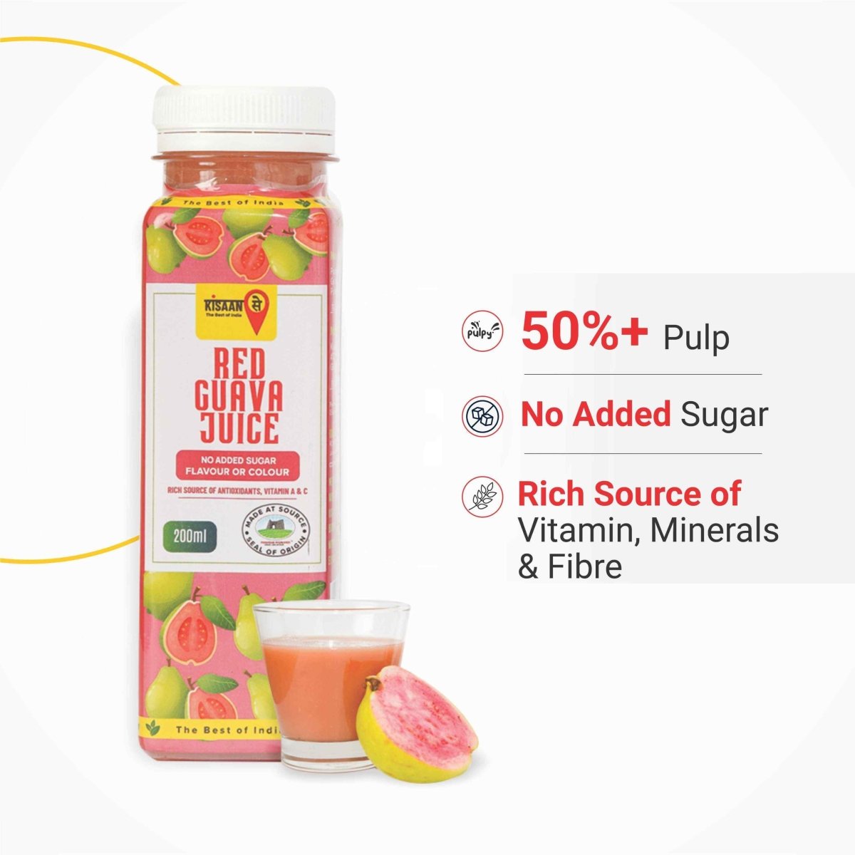 Red Guava Juice | No Added Sugar, Flavours & Colours - KisaanSay