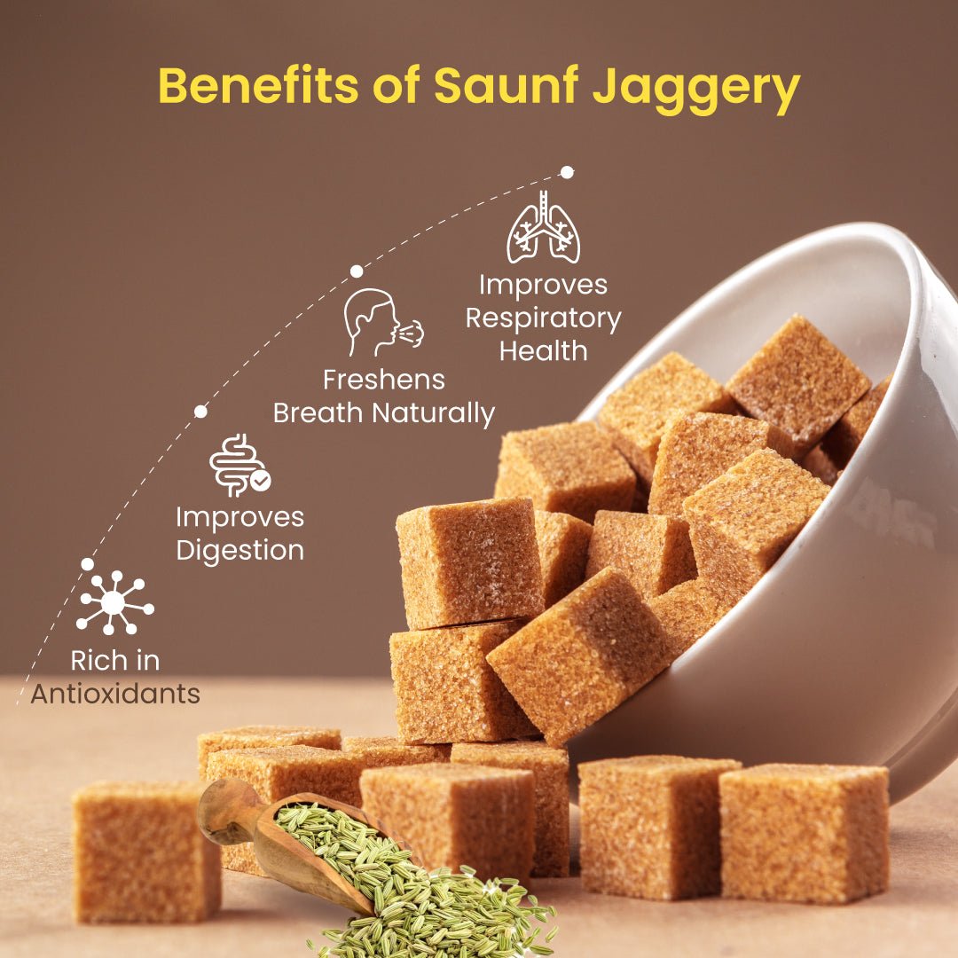 Sitapur Saunf Jaggery Cubes | Sulphur Free | Improve Digestion | Builds Immunity - KisaanSay