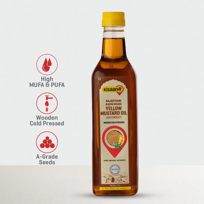 Rajasthani Kachi Ghani Mustard Oil (Yellow) - Wood Pressed