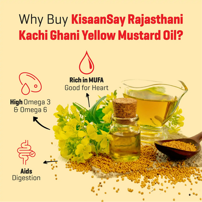 Rajasthani Kachi Ghani Mustard Oil (Yellow) - Wood Pressed