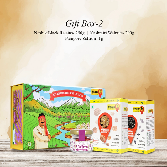 Everyday Gift Box 2 -Black Raisins 250g - Walnuts 250g - Saffron 1g