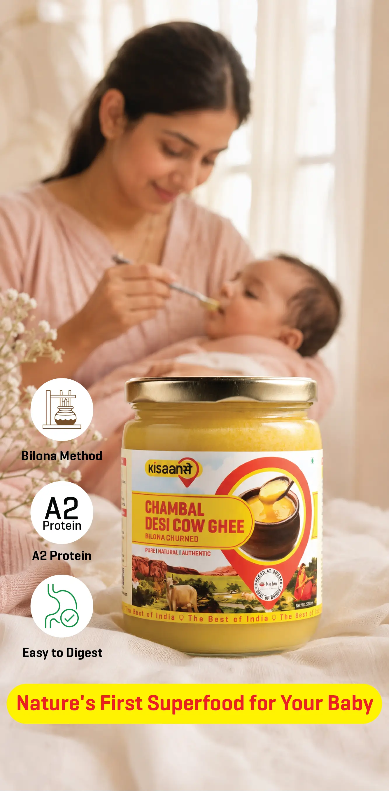 How to Introduce KisaanSay Chambal Desi Cow Ghee Safely in Your Baby's Diet