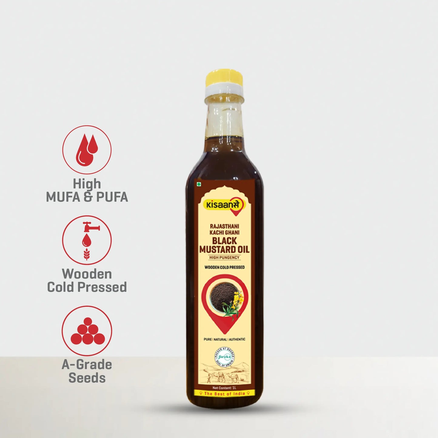 Rajasthani Kachi Ghani Mustard Oil (Black)  - Wood Pressed