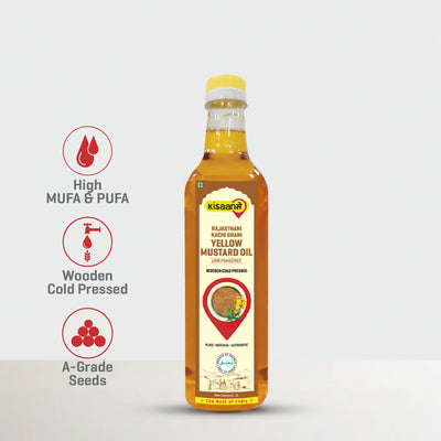 Rajasthani Kachi Ghani Mustard Oil (Yellow) - Wood Pressed