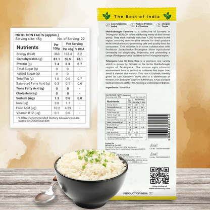 Telangana Low GI Sona Rice