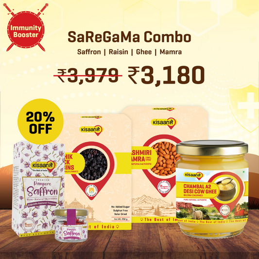SaReGaMa Combo- Saffron | Raisin | Ghee | Mamra