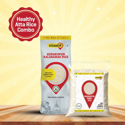 Healthy Atta Rice Combo - Kalanamak Rice 2kg + Khapli Atta 2kg