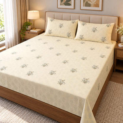 Cream Floral Bedsheet
