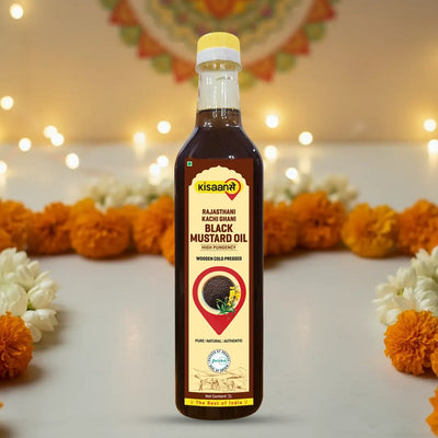 Rajasthani Kachi Ghani Mustard Oil (Black)  - Wood Pressed