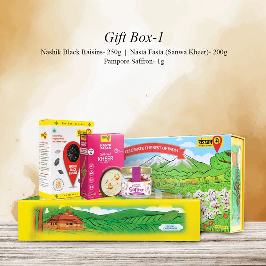 Everyday Gift Box-1-Black Raisins 250g - Sanwa Kheer 200g - Saffron 1g