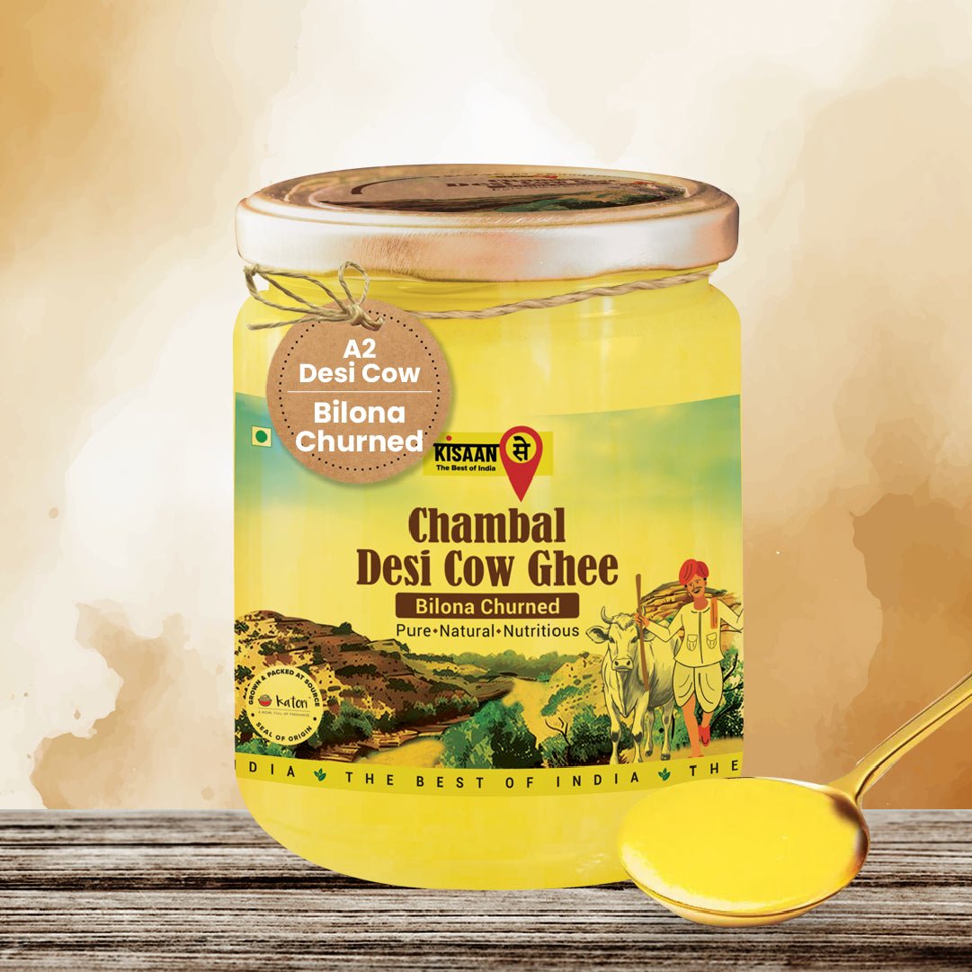 Chambal Desi Cow Ghee 1Litre + Rajasthani Kachi Ghani Mustard Oil (Black) 1 Litre