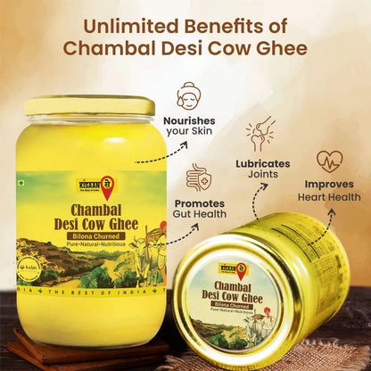 Chambal Desi Cow Ghee 1Litre + Rajasthani Kachi Ghani Mustard Oil (Black) 1 Litre