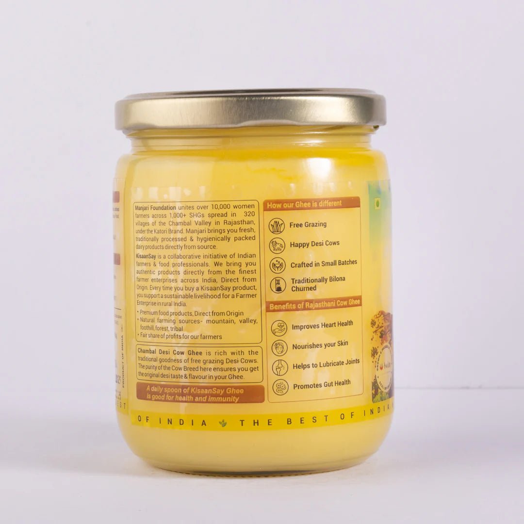 Chambal Desi Cow Ghee | Traditionally Bilona Churned | Naturally Immunity Booster - KisaanSay