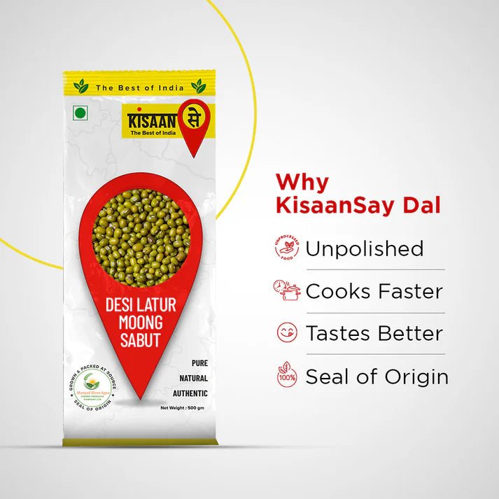 Desi Latur Moong Dal (Sabut) | Unpolished | Cooks Faster - KisaanSay