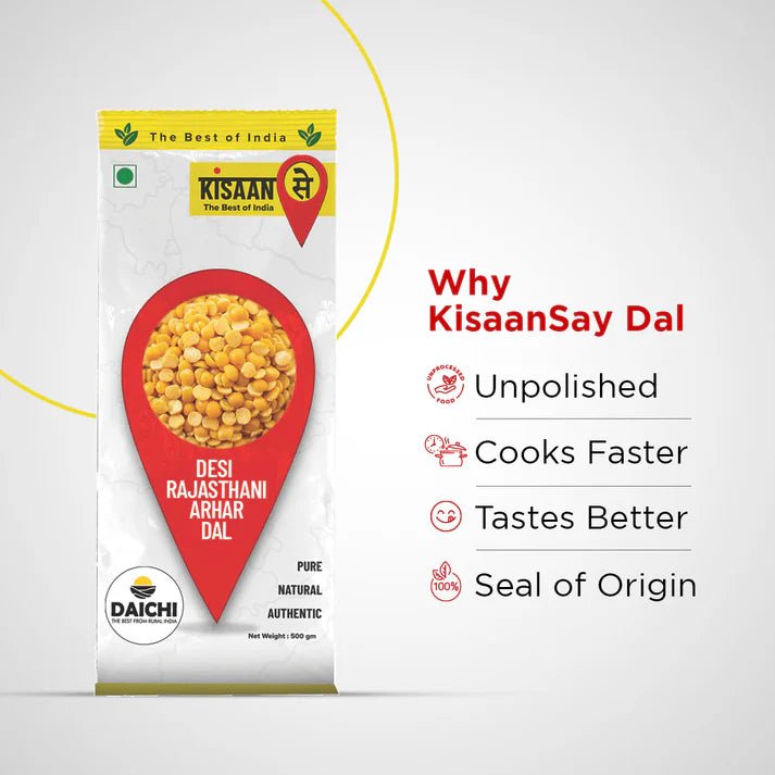 Desi Rajasthani Arhar Dal / Toor Dal | Unpolished | Cooks Faster | Tastes Better - KisaanSay
