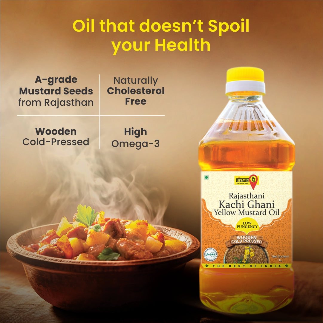 Rajasthani Kachi Ghani Mustard Oil | Low Pungency | Wooden Cold Pressed Oil