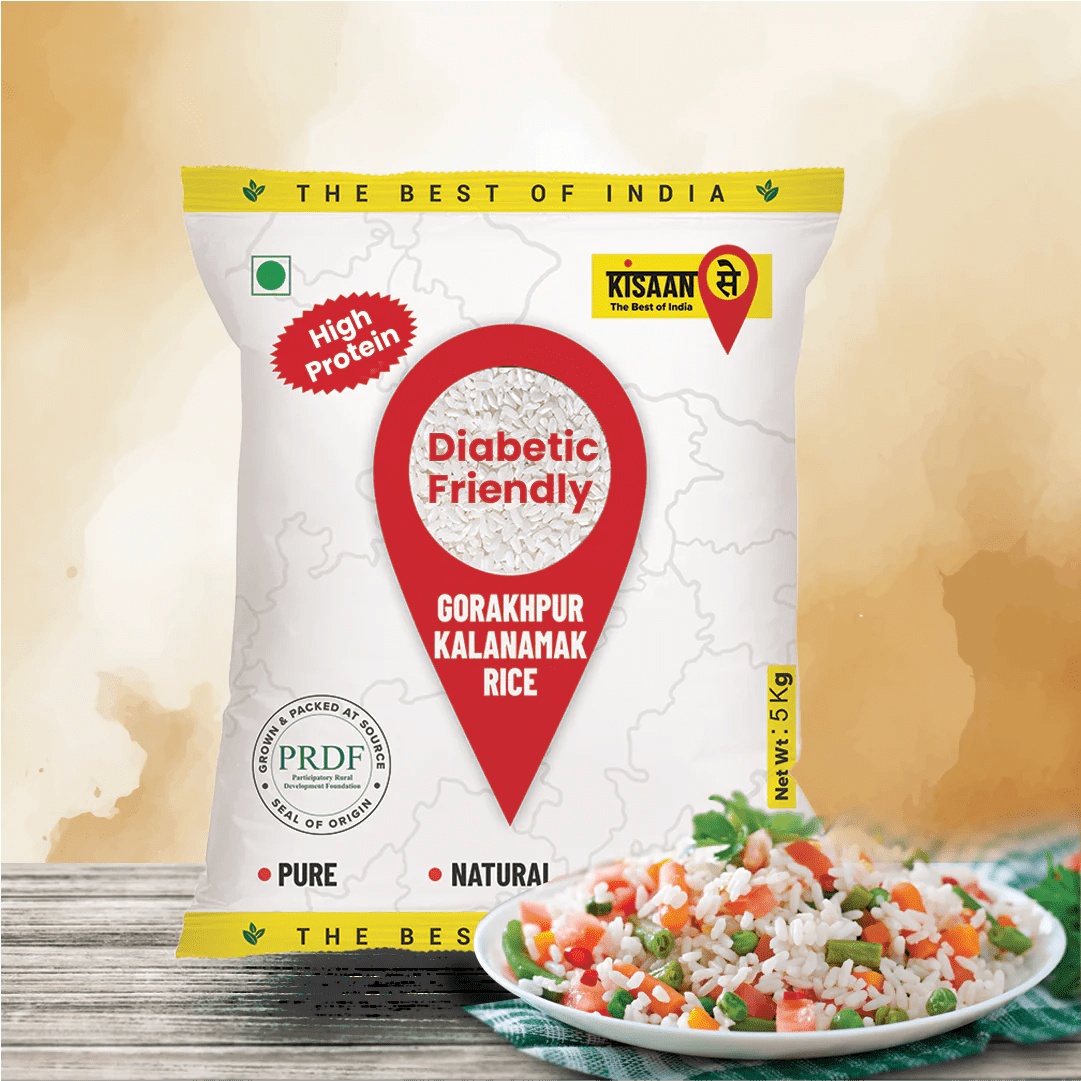 Gorakhpur Kalanamak Rice | Diabetic Friendly | Low GI | High Protein, Fibre & Iron | Aromatic & Tasty - KisaanSay