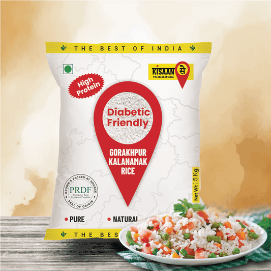 Gorakhpur Kalanamak Rice | Diabetic Friendly | Low GI | High Protein, Fibre & Iron | Aromatic & Tasty - KisaanSay