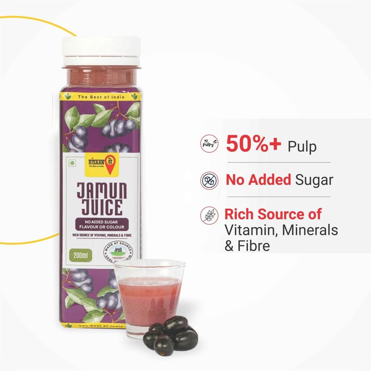 Jamun Juice | No Added Sugar, Flavours & Colours - KisaanSay