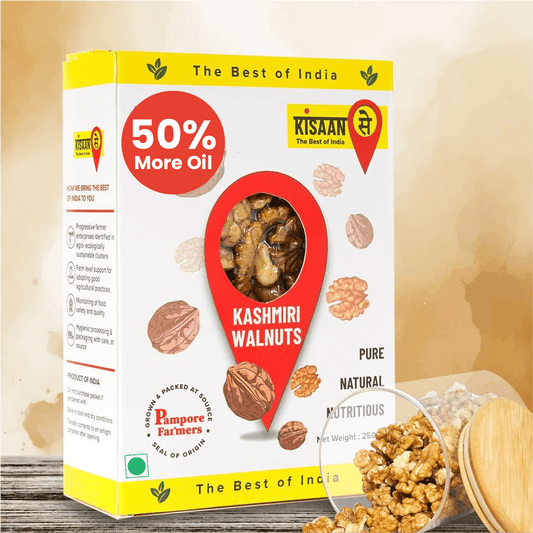 Kashmiri Walnuts | 50% More Oil Content | Without Shell | Vacuum - Packed at Source - KisaanSay