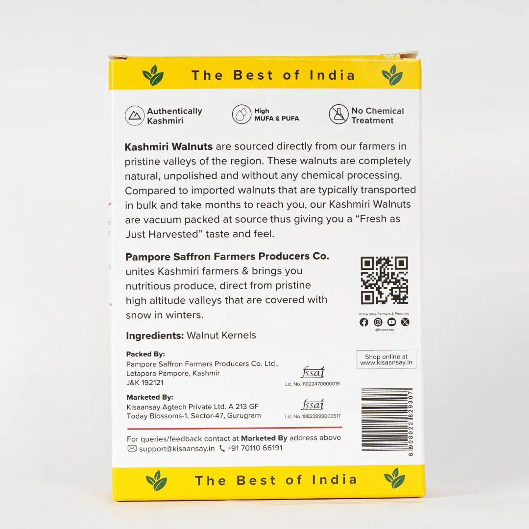 Kashmiri Walnuts | 50% More Oil Content | Without Shell | Vacuum - Packed at Source - KisaanSay