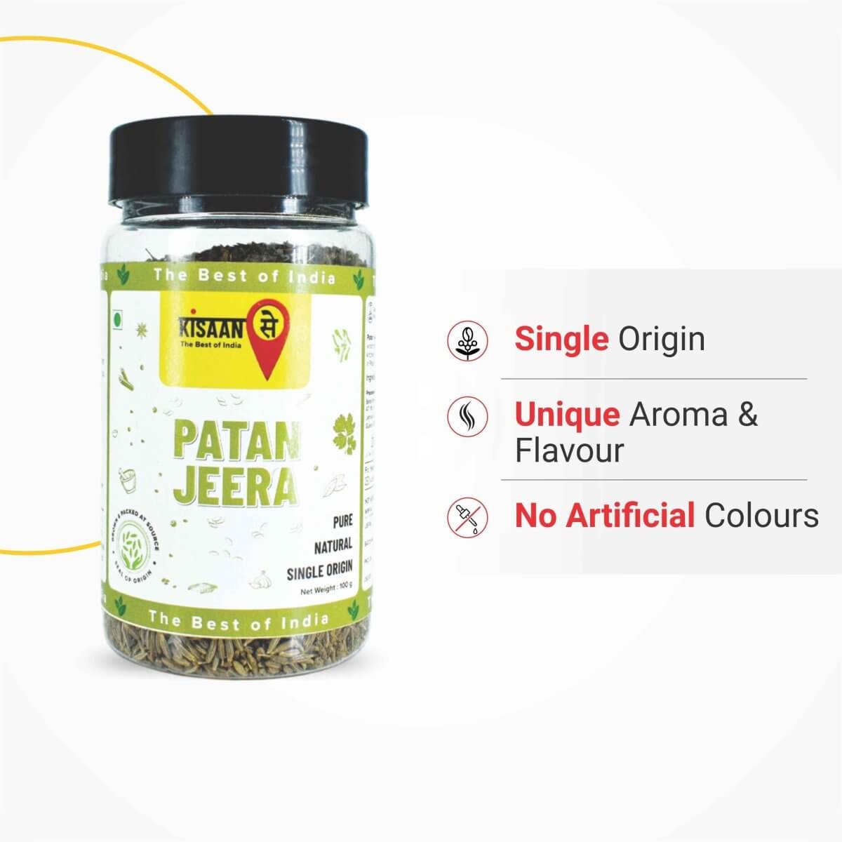 KisaanSay Patan Jeera | Single Purity Origin | Unique Aroma & Flavour | No Artificial Colours - Kisaansay