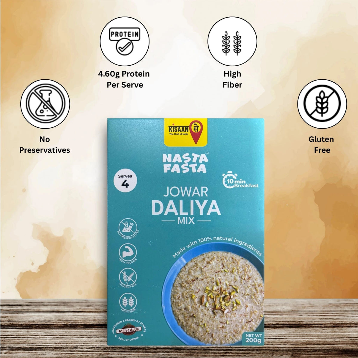 Nasta Fasta Jowar Daliya Mix - KisaanSay
