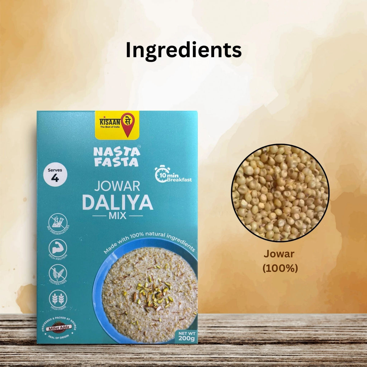 Nasta Fasta Jowar Daliya Mix - KisaanSay