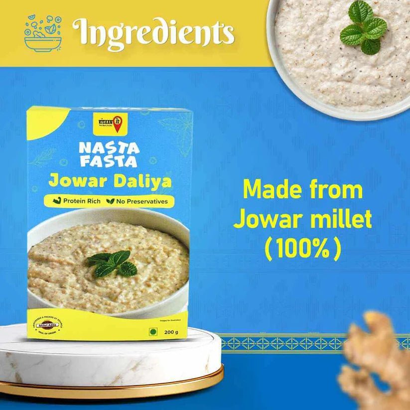 Nasta Fasta Jowar Daliya | No Preservatives | High Fibre & Protein | Cooks in 10 minutes - KisaanSay