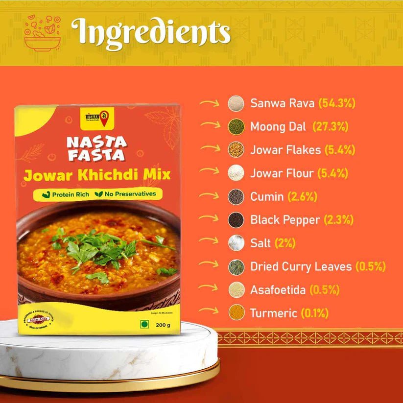 Nasta Fasta Jowar Khichdi Mix | No Preservatives | High Fibre & Protein | Cooks in 10 - minutes - KisaanSay
