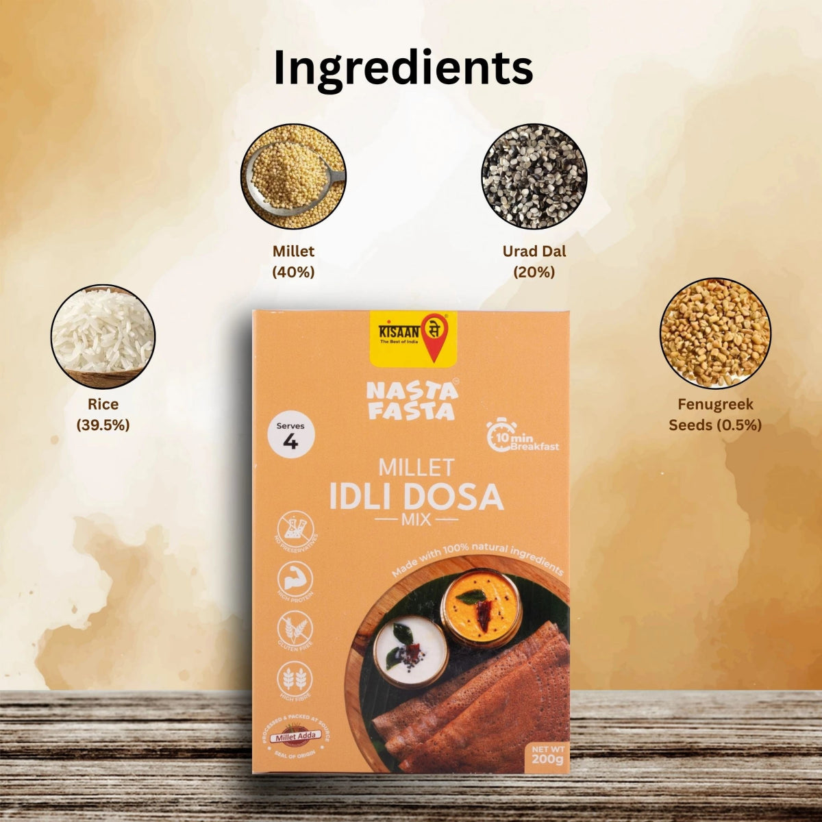 Nasta Fasta Millet Idli Dosa Mix - KisaanSay
