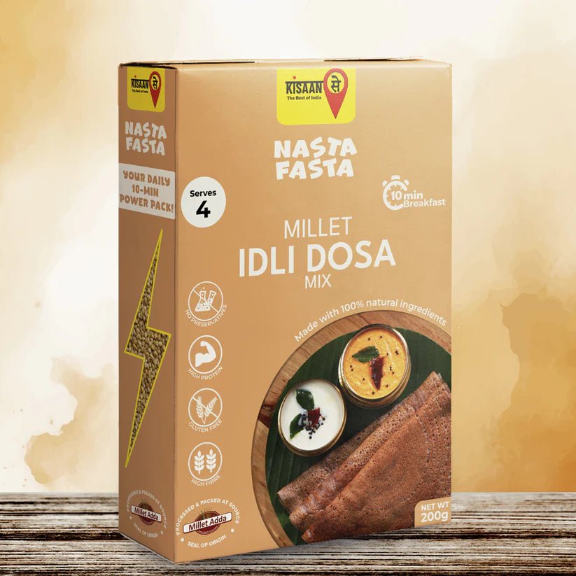 Nasta Fasta Millet Idli Dosa Mix | No Preservatives | High Fibre & Protein | Cooks in 10 minutes - KisaanSay
