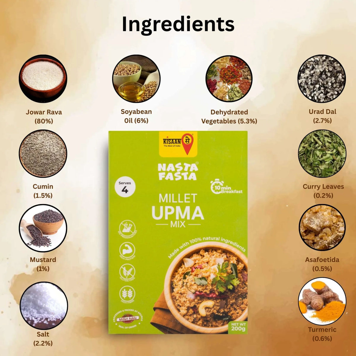 Nasta Fasta Millet Upma Mix - KisaanSay