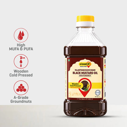 Rajasthani Kachi Ghani Black Mustard Oil  - Wood Pressed