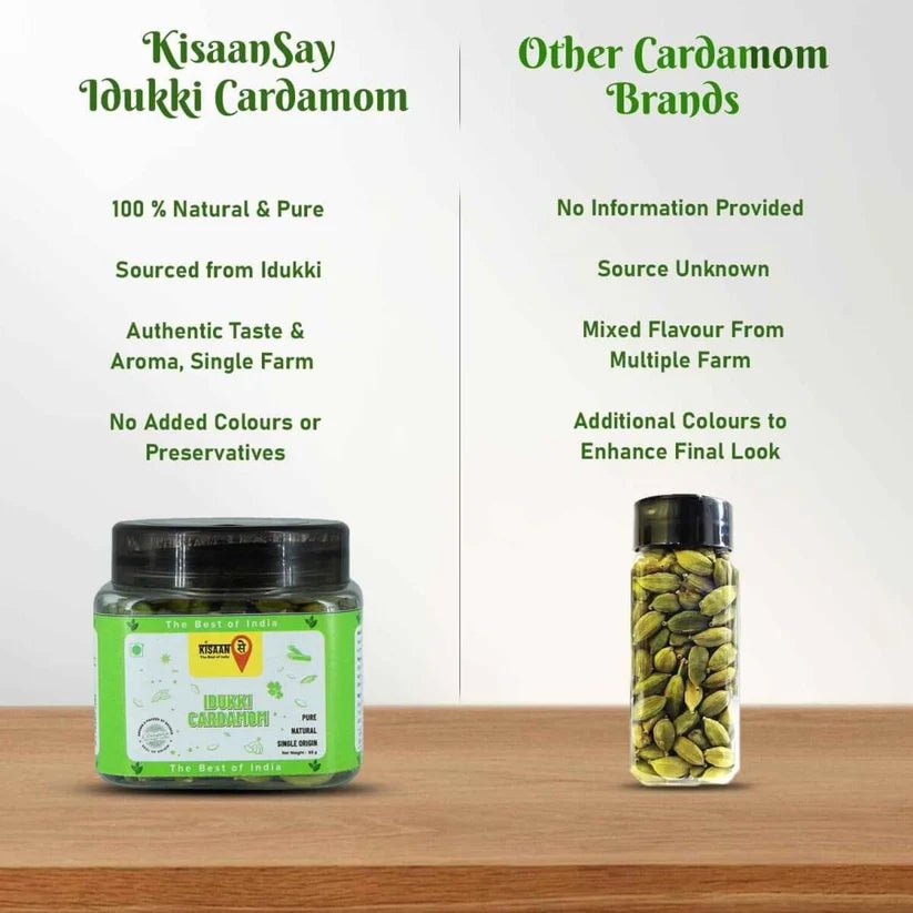 Premium Idukki Cardamom | Strong Flavour & Aroma | No Artificial Colours | Natural Immunity Booster - KisaanSay