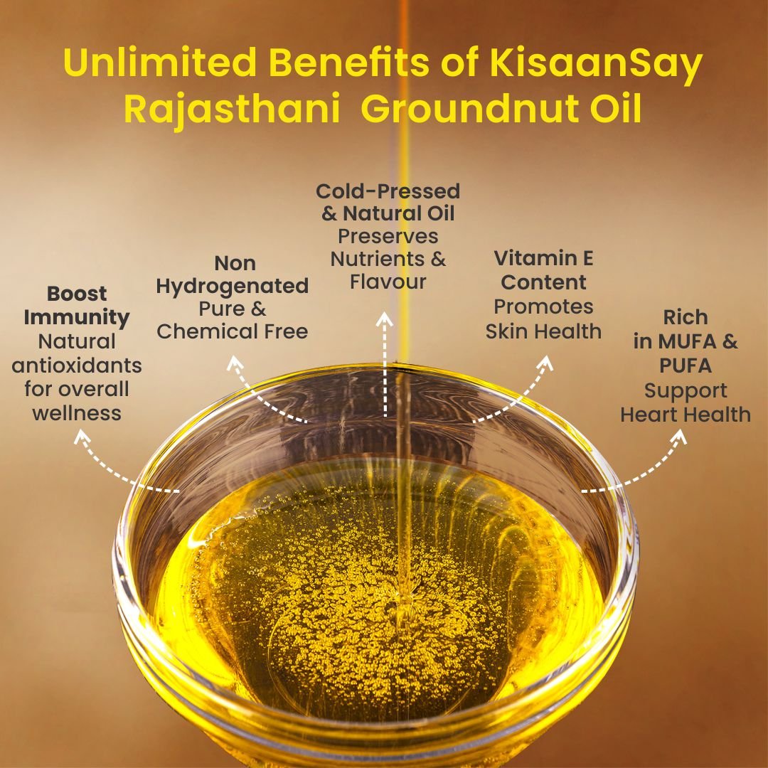 Rajasthani Cold Pressed Groundnut Oil | Wooden Cold Pressed at Low RPM - KisaanSay