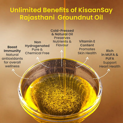 Rajasthani Cold Pressed Groundnut Oil | Wooden Cold Pressed at Low RPM - KisaanSay