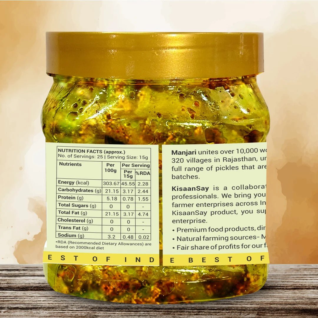 Rajasthani Green Chilli Achaar | Natural Sun Dried | No Vinegar or Preservatives - KisaanSay