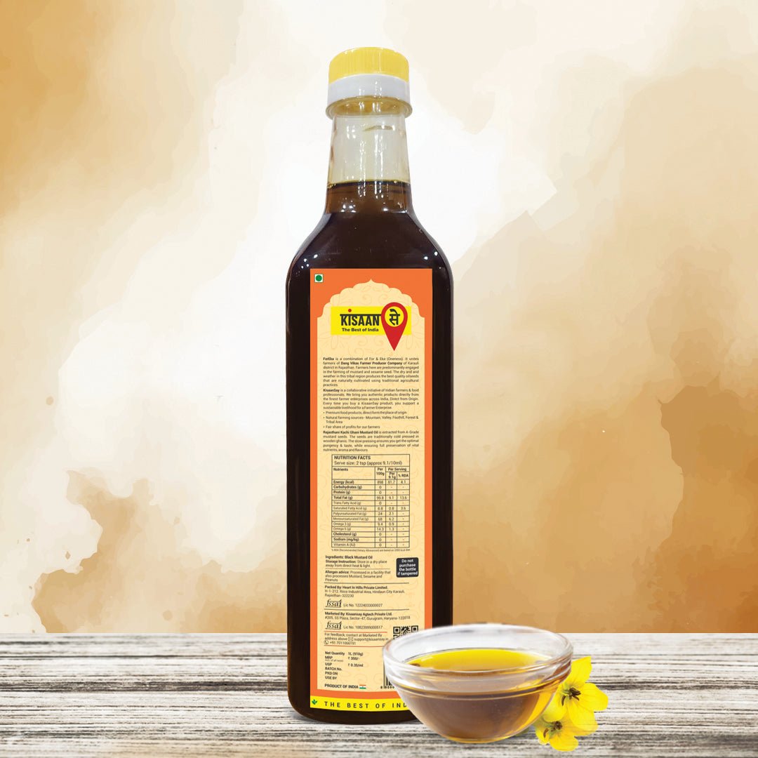 Rajasthani Kachi Ghani Mustard Oil | High Pungency | Wooden Cold Pressed Oil - KisaanSay