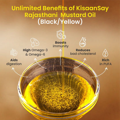 Rajasthani Kachi Ghani Mustard Oil | High Pungency | Wooden Cold Pressed Oil - KisaanSay