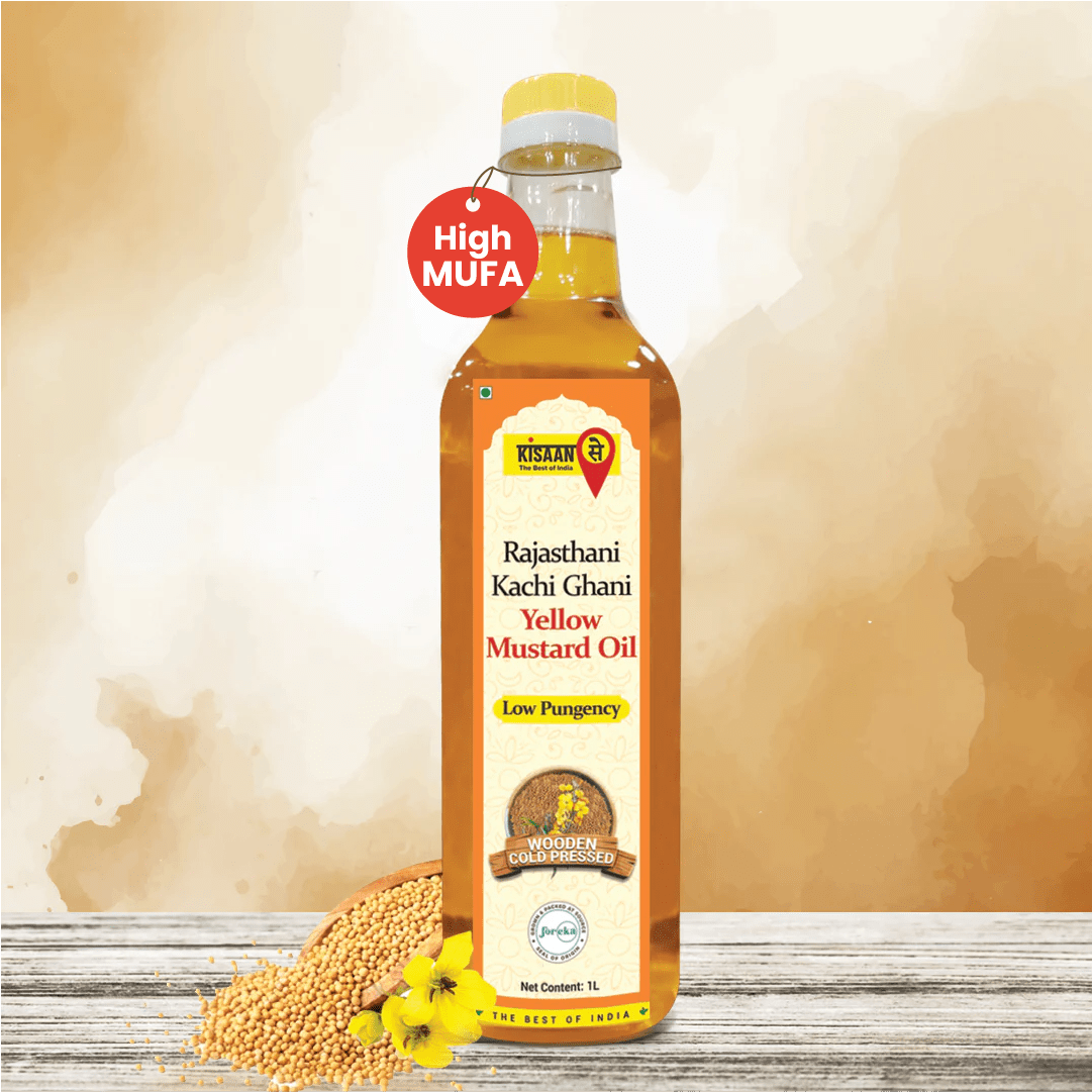 Rajasthani Kachi Ghani Mustard Oil | Low Pungency | Wooden Cold Pressed Oil - KisaanSay