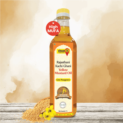 Rajasthani Kachi Ghani Mustard Oil | Low Pungency | Wooden Cold Pressed Oil - KisaanSay