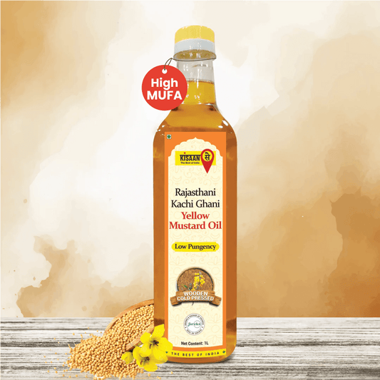 Rajasthani Kachi Ghani Mustard Oil | Low Pungency | Wooden Cold Pressed Oil - KisaanSay