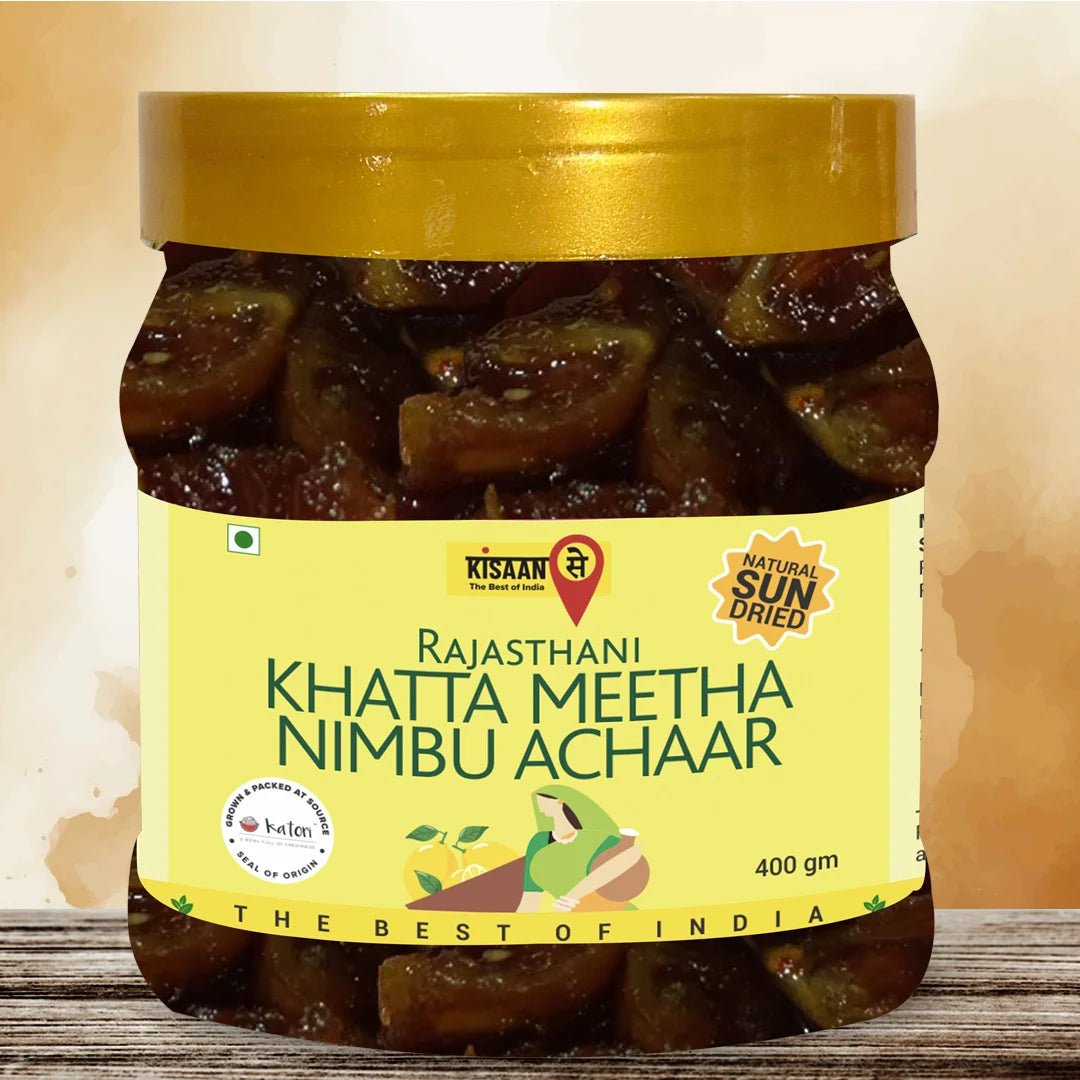 Rajasthani Nimbu Khatta Meetha Nimbu Achaar | Natural Sun Dried | No Vinegar or Preservatives - KisaanSay